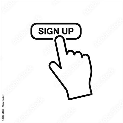 Hand clicking sign up button digital icon