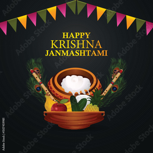 Happy krishan janmashtami creative design