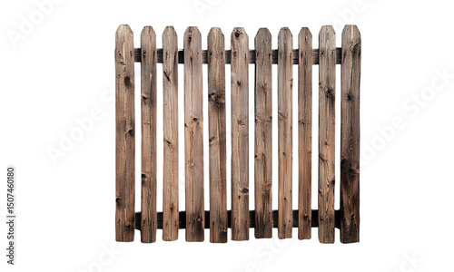 Wooden fence isolated on transparent white background, clipping path ,png 