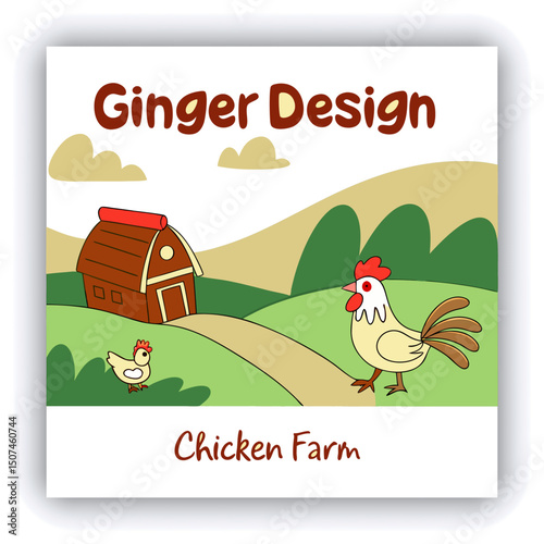 Hen post Ginger design and Chicken farm Advertisement template