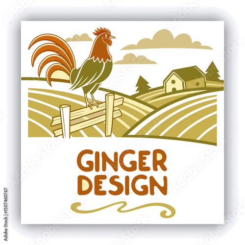 Hen post Ginger design and Chicken farm Advertisement template