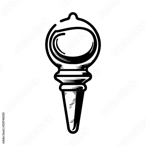 Wine cork isolated on white background, monochrome drawing