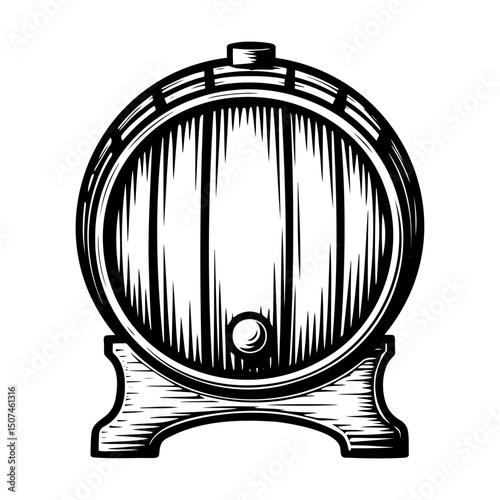Wooden barrel on stand in vintage style