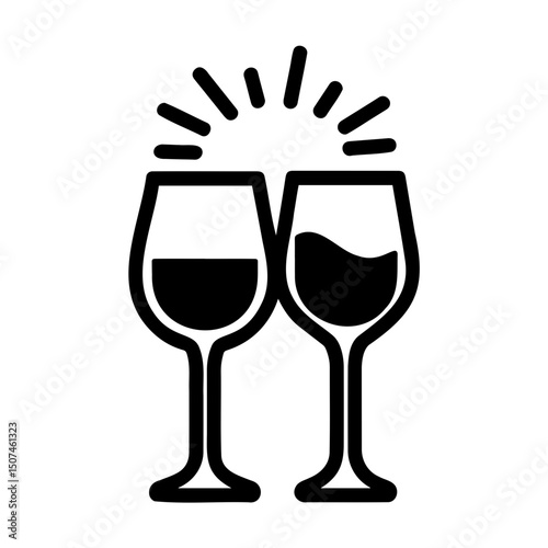 Two wine glasses clinking in celebration
