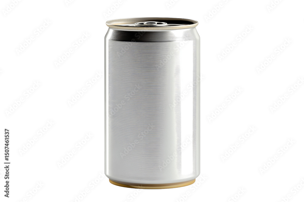 A close up shot of a plain silver aluminum can isolated on a black background with a simple design look A close up shot of a plain silver aluminum can isolated on a black background with a simple design look