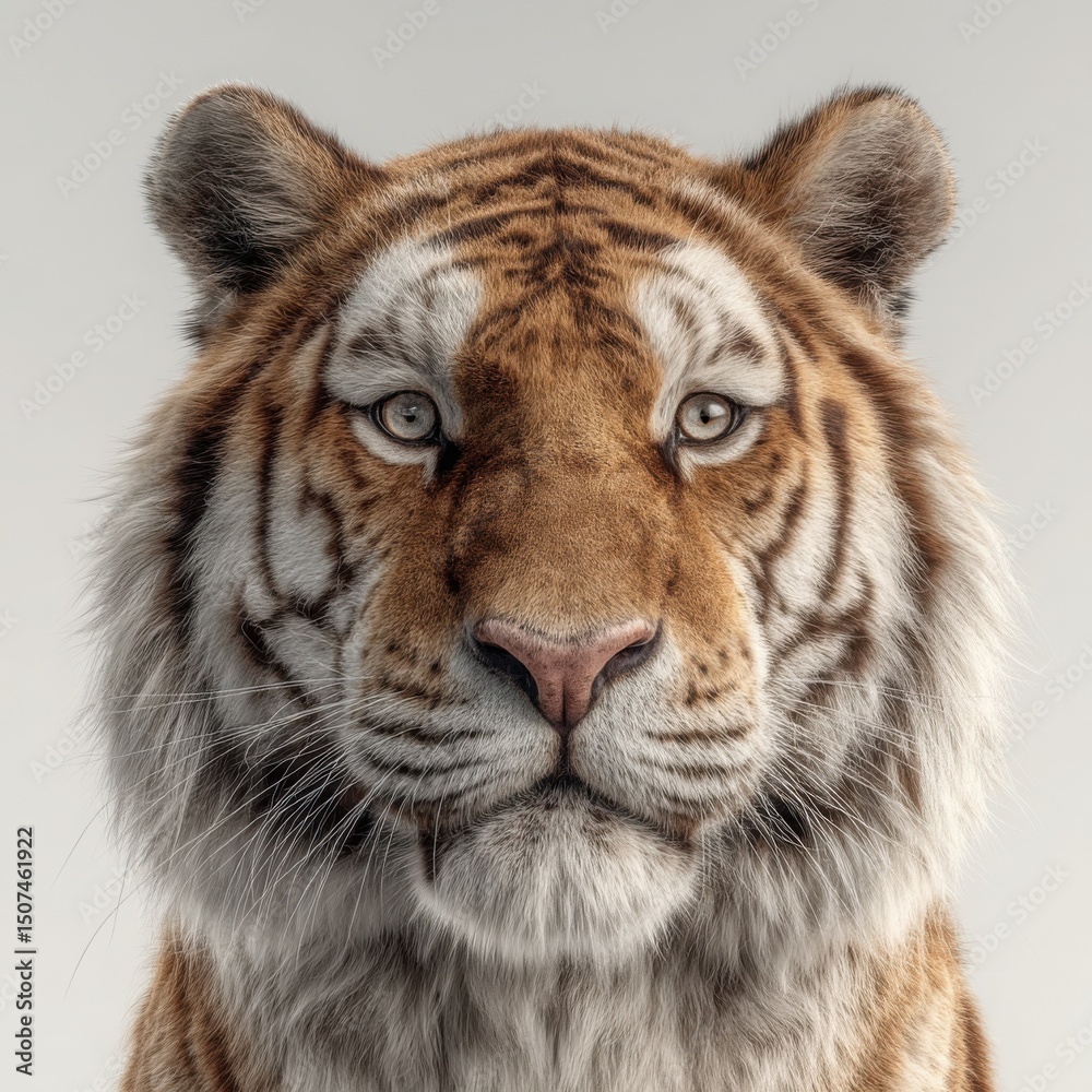 Fototapeta premium Stunning Wildlife Portrait: Regal Tiger's Striking Gaze and Vibrant Fur 