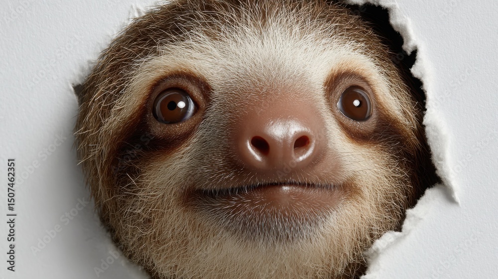 Fototapeta premium Curious Sloth with Cheerful Face - Adorable Wildlife Photography Moment