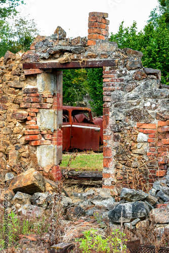 Oradour-sur-Glane, martyred village of Second World War, ruin from June 10, 1944, near Limoges, caused by a detachment of 1st battalion of Panzergrenadier regiment belonging to SS division Das Reich