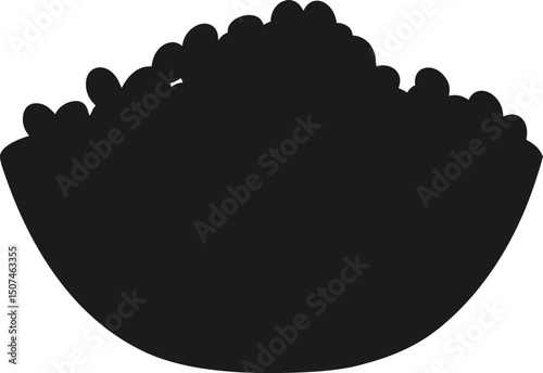 Silhouette of a Bowl Overflowing with Mixed Berries A Round, Simple Illustration