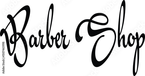 Elegant cursive hand lettering for barber shop sign