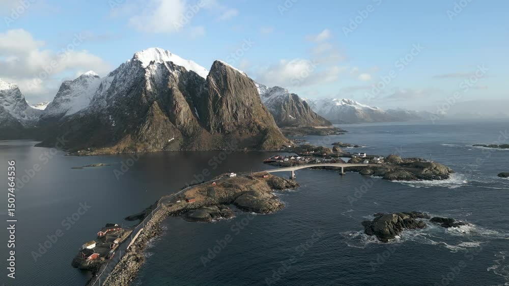Hamnøy Lofoten Islands Norway at sunrise in winter