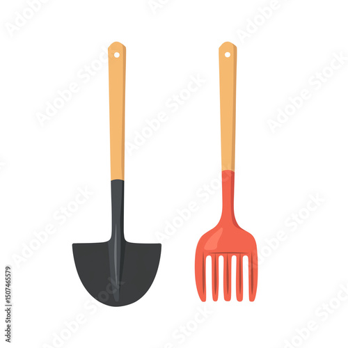 Gardening tools on a white background. PNG image, transparent background photo
