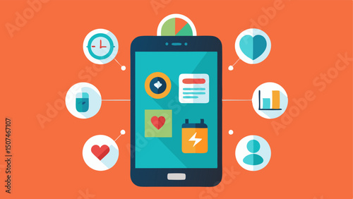 Mobile Health Apps A smartphone displaying various health applications monitoring different aspects like fitness medication reminders and nutrition tracking showcasing digital