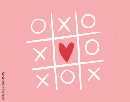 Xoxo phrase vector lettering. Modern brush poster calligraphy. Romantic a game of tic tac toe love print 