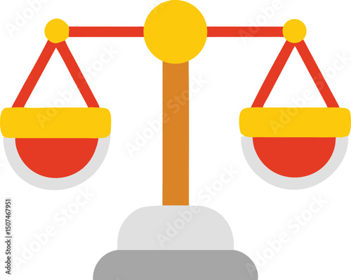 A simple, flat icon of a balance scale, perfect for representing justice, fairness, or equality.
