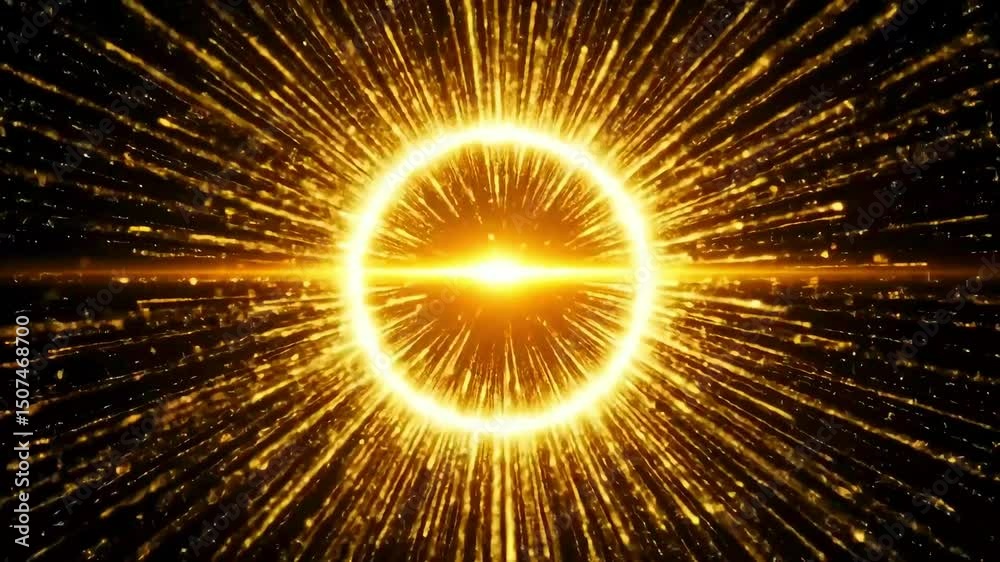 Golden Ring of Light Sparkling Energy Burst Animation