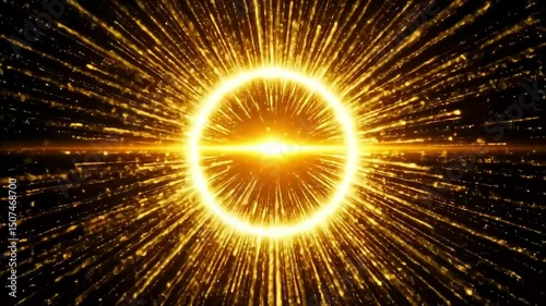 Golden Ring of Light Sparkling Energy Burst Animation