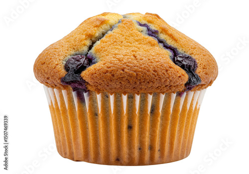 Blueberry muffin isolated on transparent background