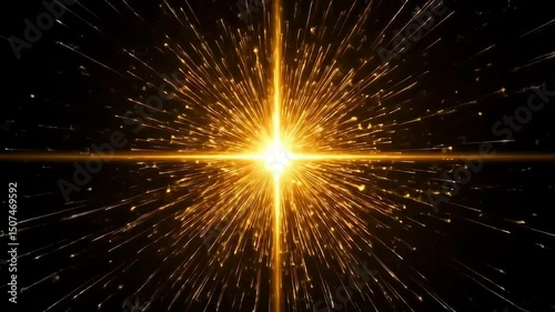 Radiant Golden Sparkle Burst High-Resolution Transparent Overlay