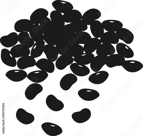Silhouette Illustration of a Bean Pile Against Transparent Backdrop Depicting an Organic Pile of Leguminous Vegetables with Ovoid Shapes Representing a Symbol of Natural Food and the Silhouette Style