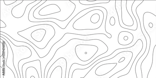 Black and white contours topography stylized height of the lines. Geographic contour map grid backdrop paper texture. Geographic curved with seamless texture, vintage waves. Topography grid map.