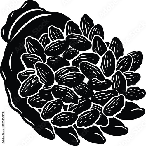 Silhouette Illustration of a Handful of Dried Goji Berries A Vector Graphic for Food and Health Designs