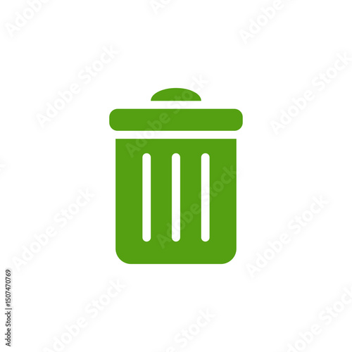 This green trash bin icon wonderfully embodies an ecofriendly approach to waste disposal and recycling methods, emphasizing the vital importance of sustainability and nurturing care for our planet