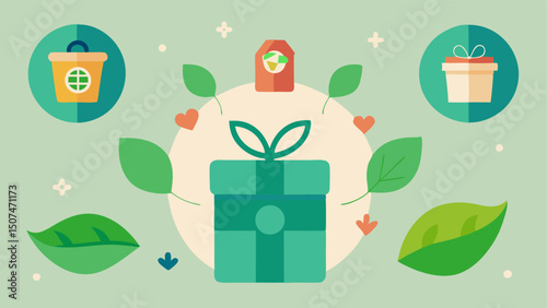EcoAwareness Poster An illustrated poster showcasing tips for ecofriendly gift wrapping surrounded by icons like leaves the recycling symbol and examples of materials that can be