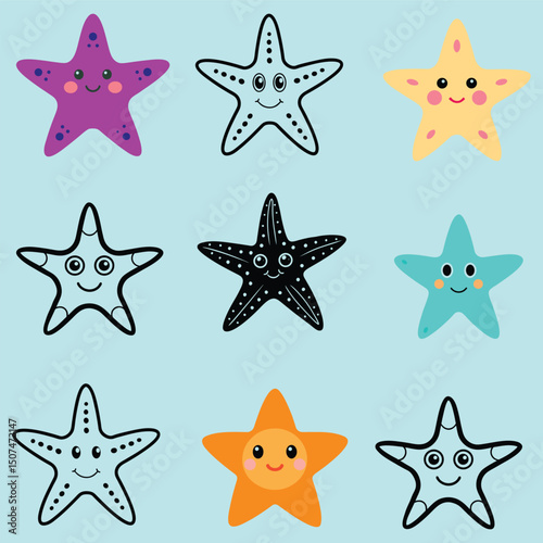 Cute starfish cartoon vector