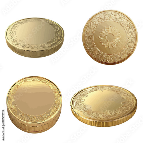 Golden ornamental medallions and designs