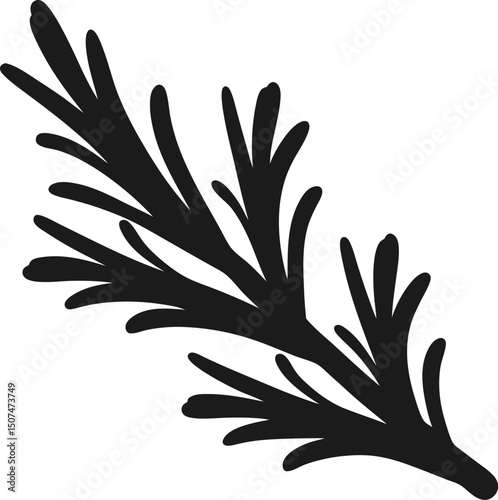 Rosemary Herb Silhouette Minimalist Vector Illustration for Culinary, Botanical, and Design Projects