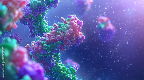 explore the Intricate Structure of DNA Molecules in High-Resolution 3D Rendering – A Visual Insight into Genetics, Biology, and Molecular Science

