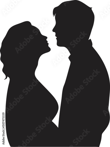 Silhouette Vector Art Expectant Couple, Romantic Embrace, Pregnancy Announcement Design