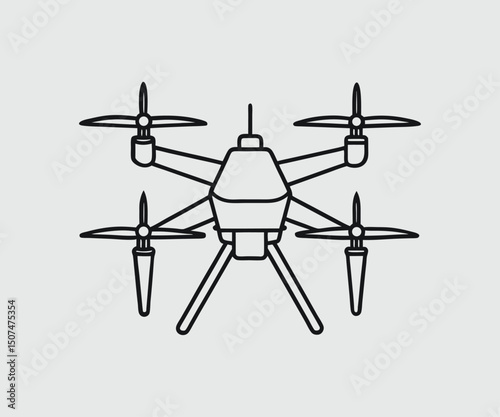 Professional Drone Vector Illustration Collection, line Art of Drone