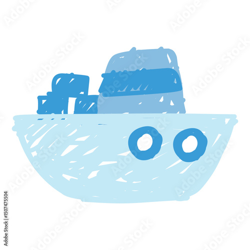 illustration of an Transportation Ship Crayon Doodle