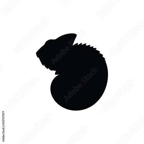 Vector art of Chameleon silhouette isolated on white background, a reptile with textured skin