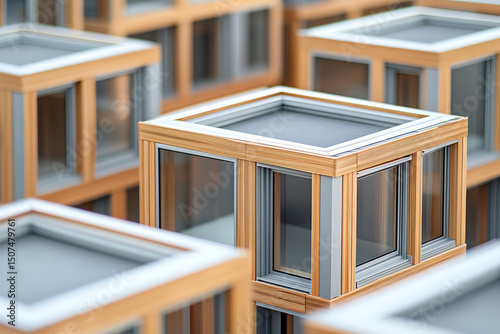 Modern Architectural Cubes with Glass Windows