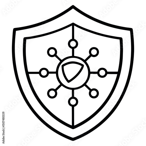 Cyber Security Shield Network Icon vector on white background