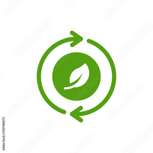 This icon represents ecology, featuring a leaf encircled by arrows. It symbolizes sustainability and the circular nature of ecological practices, promoting a healthy planet and biodiversity awareness