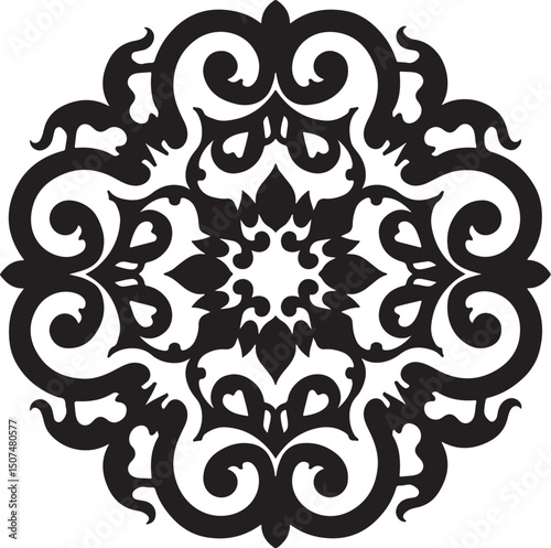 floral Ornate Tattoos Damask Medallion Stencil  vector design