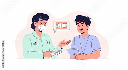 Dentist Consulting Patient About Dentures and Dental Health Care Services