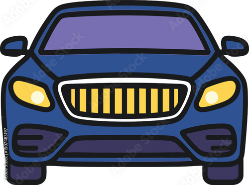 Flat icon of a luxury car's front view for use on apps and websites