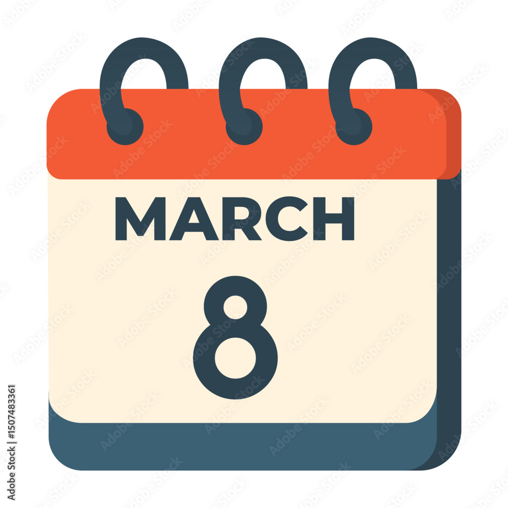 Fototapeta premium 8 march calendar vector on white background Vector calendar with date