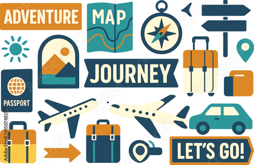 Digital scrapbooking kit titled Journey featuring various ephemera items