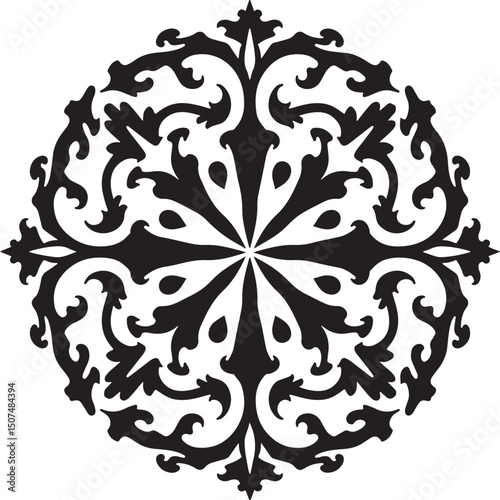 floral Ornate Tattoos Damask Medallion Stencil  vector design
