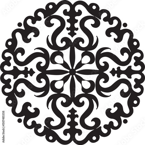 floral Ornate Tattoos Damask Medallion Stencil  vector design