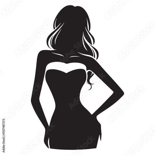 Clean tube dress silhouette with classic vector illustration – tube dress silhouette – tube dress vector – tube dress illustration – ladies dress silhouette – silhouette of tube dress

