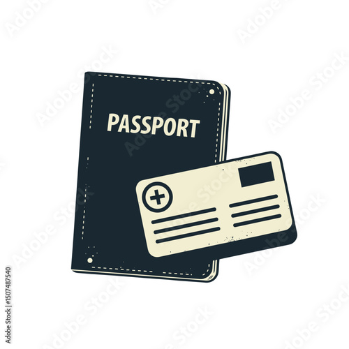 Passport and identification card in flat design style  