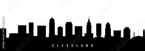 Vector silhouette illustration of Cleveland City urban skyline. Modern minimalist cityscape graphic, perfect for travel, banners or backgrounds.