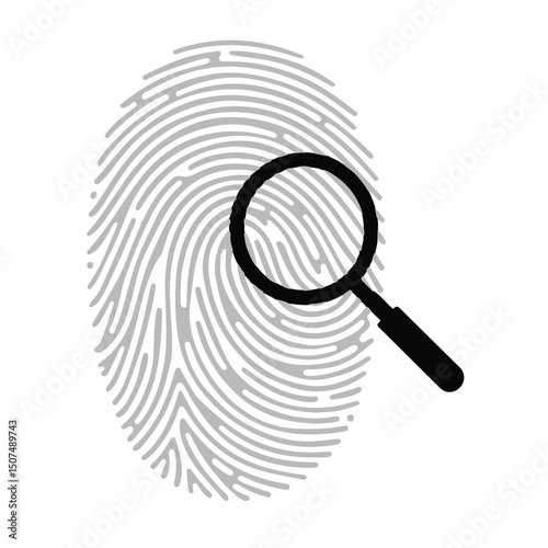 Magnifying lens focusing on a fingerprint, a tool for search and discoveryMagnifying lens focusing on a fingerprint, a tool for search and discovery